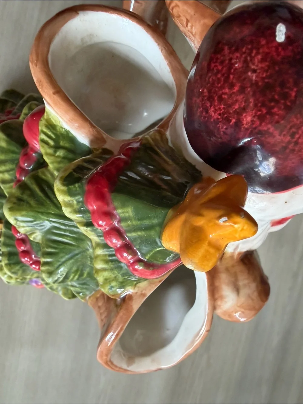 Vintage Santa Claus Pitcher Christmas Tree Handpainted Holiday Decor *See Pics